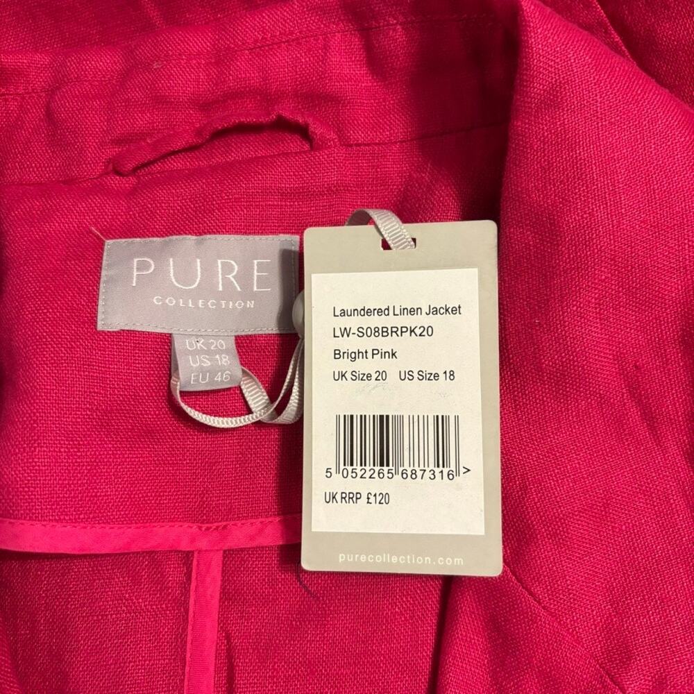 NWT Pure Collection Talbots Blazer Pink  SZ 18 100% Linen 2 Button - Picture 11 of 14